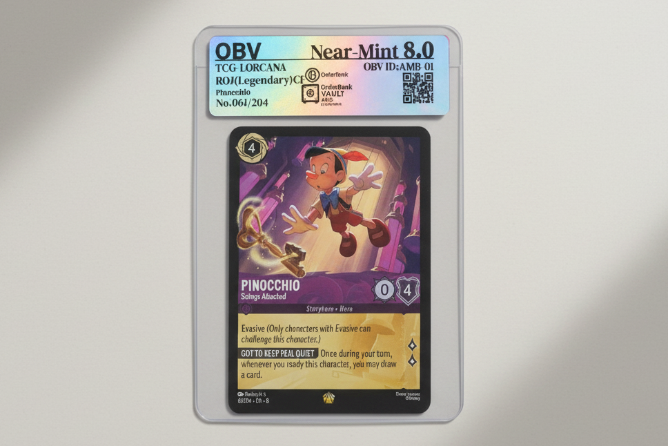 OBV Near-Mint 8.0 – Disney Lorcana Pinocchio “Strings Attached” (Legendary)