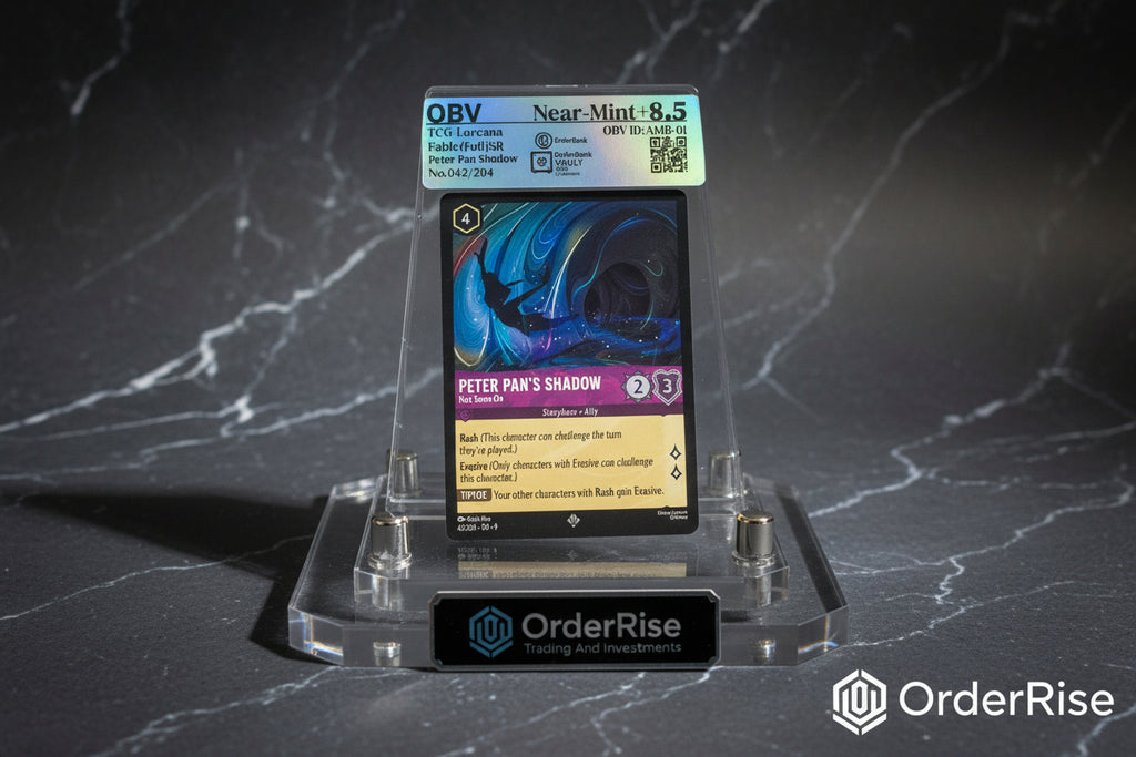 OBV Near-Mint+ 8.5 – Disney Lorcana “Peter Pan’s Shadow” (Fable Foil Super Rare)